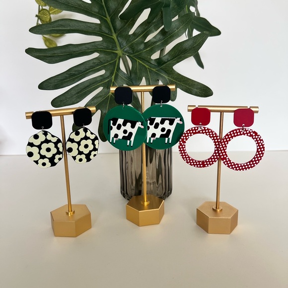 1970's Inspired Dangle Earrings -Retro Pop-of-Color Earrings -Whimsical Earrings - Picture 5 of 17